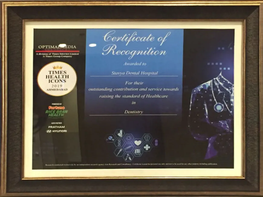Times of India best dental hospital in Ahmedabad award 2019