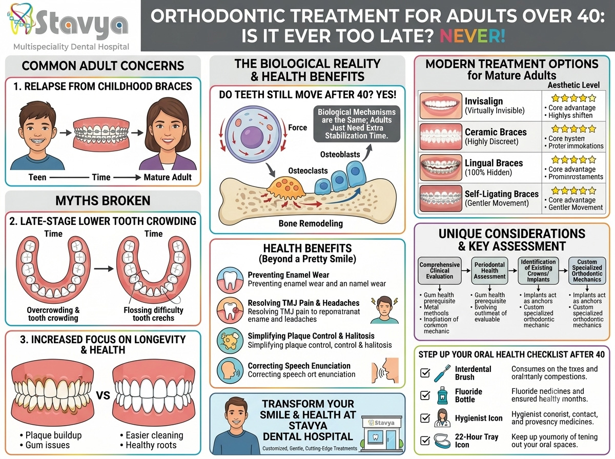 Orthodontic Treatment for Adults Over 40: Is It Ever Too Late to Straighten Your Teeth?