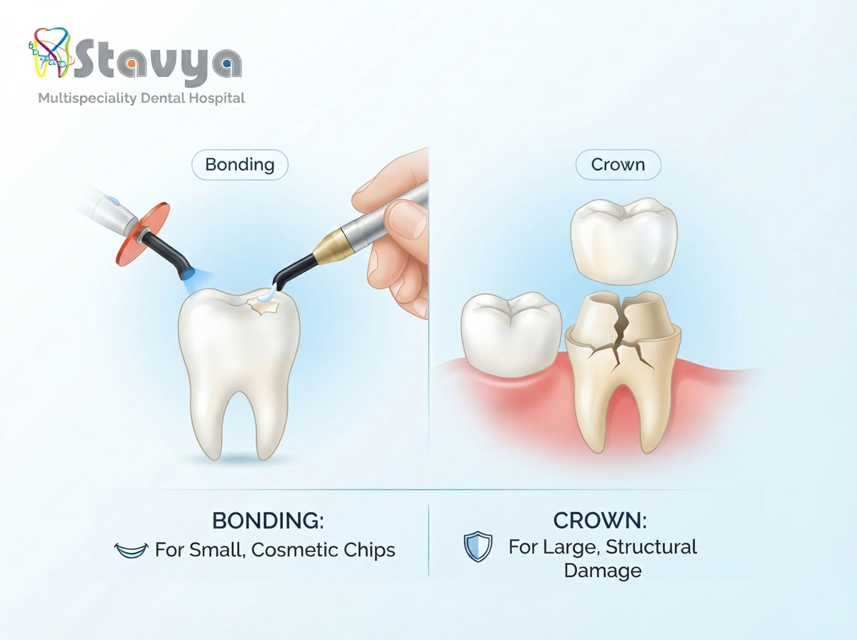Chipped Tooth: When Is Dental Bonding Enough and When Is a Crown Needed?